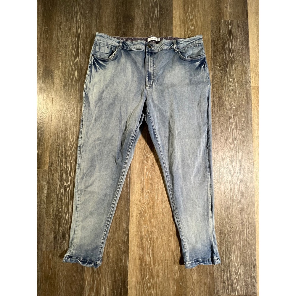 mySTYLE Jeans Women Plus 20 Blue Light Wash Tapered Leg Casual Denim